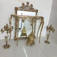 آینه و شمع دان تمام برنج