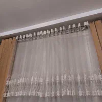 پرده تور با گل برجسته