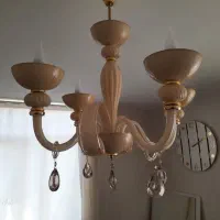 لوستر ۴ شاخه کریستالی استخوانی رنگ