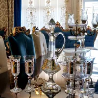 کریستال طلاکوب گلدان آجیل خوری کجراه بوهمیا چک