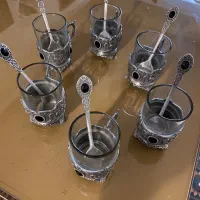 انگاره و استکان ۶عددی با قاشق