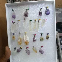 گردن آویز گوهر سنگ و حلقه سنگ طبیعی