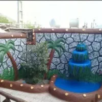 وسایل منزل ویلا کاهگل طرح سنگ و چوب آلاچیق