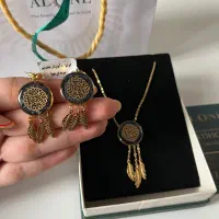 ست گردنبند و گوشواره مهوا ورق طلا