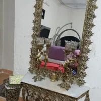 آیینه دو عدد شمعدان  سطل با جنس برنجی سنگین