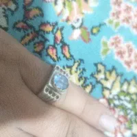انگشتر نقره توپاز با مخراج یاقوت