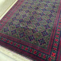 فرش دستبافت ۹متری کرک مرینوس زمینه سبز