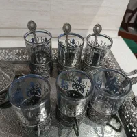 ست استکان ، سینی و قندان سیلور