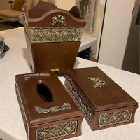 ست سطل و جا دستمالی و جا کارد و چنگال
