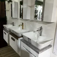 ست کامل روشویی کابینت، سنگ، آینه، شیر روشویی