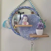 شلف آینه جا کلیدی دیواری چوبی اکسسوری منزل تزیینی