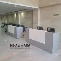 مبل اداری آبی مدرن مناسب مطب میز صندلی روشن اداری