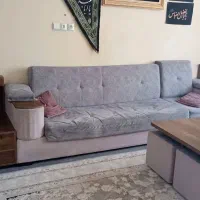 یک دست مبل هفت نفر ال بدنه فلزی تخت شو