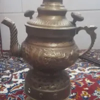 سماور برنجی + چراغ برنجی عتیقه|کلکسیون اشیاء عتیقه|قزوین, |دیوار
