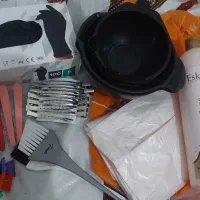 رنگ مو اکسیدان کاسه دستکش چتکه گیره فلزی پیشبند