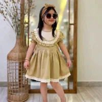 پیراهن کتان کاغذی و دانتل دخترانه
