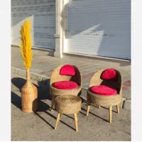 ست دونفره کاناپه حصیری و میز( رنگ صورتی)