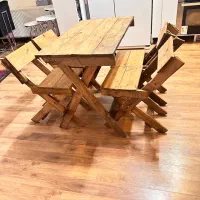 میزصندلی چوبی کاملا تاشو هم میز هم صندلی طبق عکس