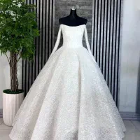 لباس عروس یقه قایقی جواهردوز