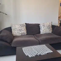 مبل هفت نفره چرم ومخمل قهوه ای