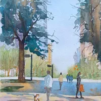 آبرنگ یک روز آفتابی
