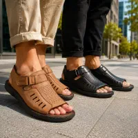 صندل جلوباز مردانه قهوه ای و مشکی پرداخت درب منزل