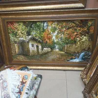 تابلو فرش کوچه باغ طرح برجسته  چله نخ