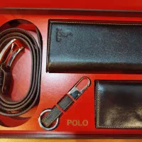 ست کیف چرمی و جاکارتی و کمربند و جاسوئیچی Polo