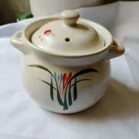 دیگ سفالی لعاب‌دار درب‌دار