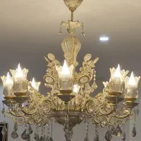 لوستر ۸ شعله تمام برنجی