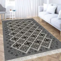 بورس گلیم فرش تم‌رنگ طوسی دودی نقره ای