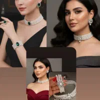 اکسسوری گردنبند مروارید پرورشی اصل گوشواره نیم‌ست