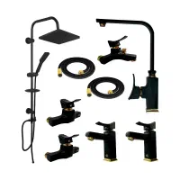 شیرآلات فلت رز پک کامل با سردوش سیلیکونی و اتومات