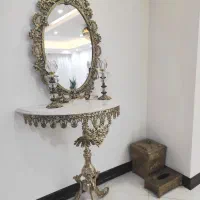 میز تلفن و آیینه شمعدان برنز