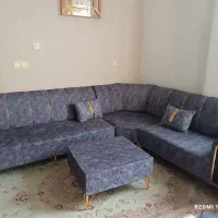 مبل مدل ال ۷ نفره تمام پارچه پایه استیل