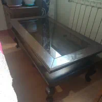 میز جلو مبلی  چوبی  با شیشه