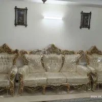 مبل استیل  چوب راش ورق طلا