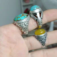 ۳عددانگشترنقره فیروزه نیشابور و عقیق درجه1