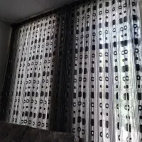 پرده حریزطرح توپی طوسی زیبا