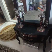 آینه کنسول کلاسیک با دو شمعدان کریستالی