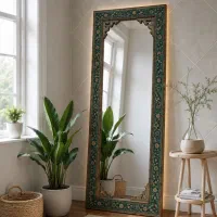 اینه قدی ترکیب خشت میناکاری با چوب بسیار با کیفیت