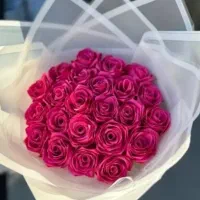 دسته گل روبانی سرخابی 23 شاخه