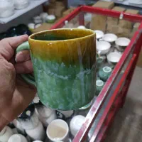 حراج لیوان ماگ سبز سفید بزرگ سرامیکی چینی