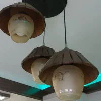 لوستر ۳ شاخه چوبی