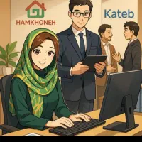 منشی و مسئول فروش در فروشگاه کاشی و سرامیک