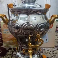سماور گازی طغیان /استیل با شیر طلایی