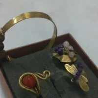 گوشواره استیل رنگ ثابت انگشتر برنجی