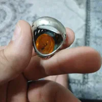 انگشتر کهرب عتیقه  دار