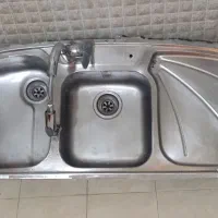سینک ظرفشویی اخوان با شیر اهرمی با اتصالات کامل