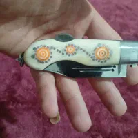 چاقو بابا دست ساز دسته استخوان مس کاری تیغه